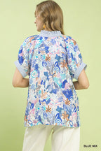 Umgee Mix Boho Printed V-Neck Top