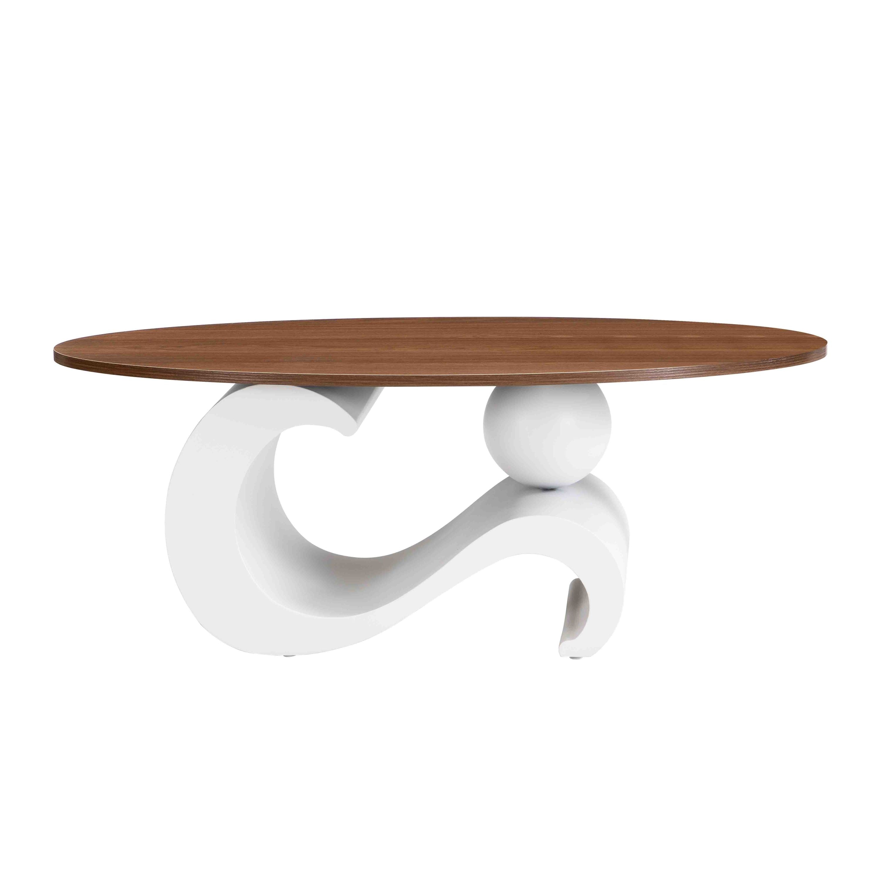 White Nesting Coffee Table Set of 2, Oral and Round Coffee Table Set, Table for Living Room, Large 47.24'', Small 19.69''