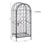 HOMCOM 35 Bottle Wrought Iron Wine Rack Cabinet with Lock - Black