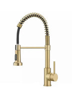 Kitchen Faucet with Pull Down Sprayer Industrial 1 Handle 1 Hole Or 3 Hole Faucet for Farmhouse Camper Laundry Utility Rv Wet Bar Sinks, Stainless Steel, Brushed Gold
