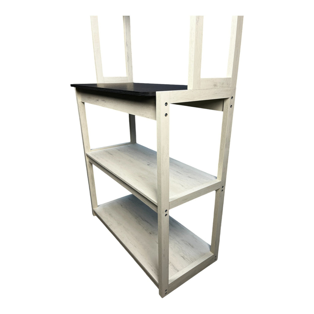 31.5' White and Black color 5-Tier Bakers Rack for Kitchen with Storage, Coffee Bar, Kitchen Shelves, Microwave Stand