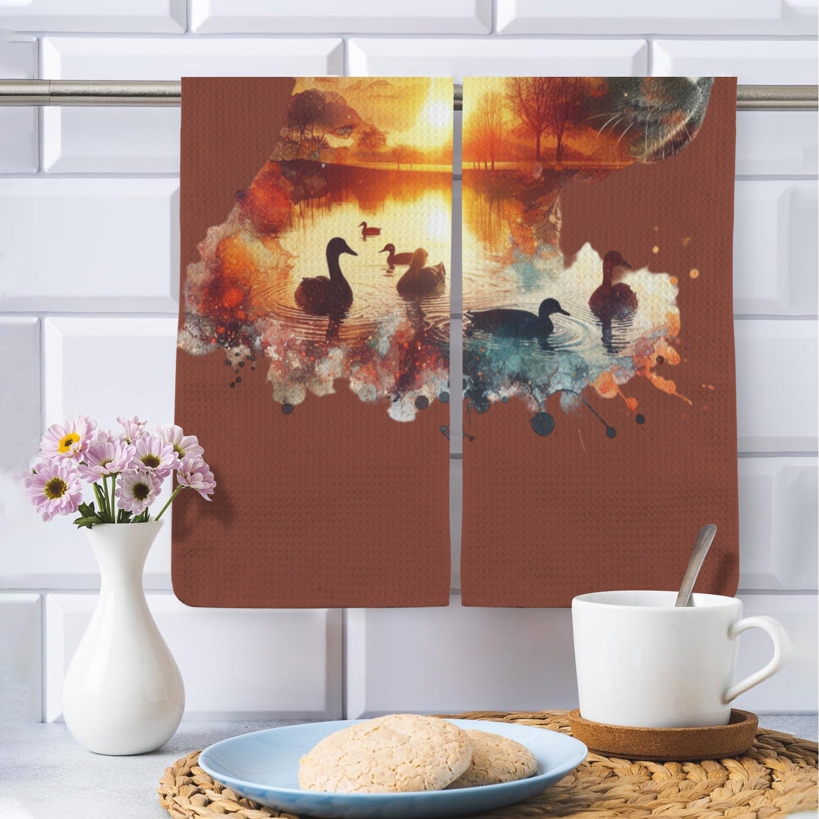 Labrador Retriever Duck Hunting Kitchen Set of 2 Dish Towels Made in America Baha Ranch Western Wear