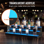 LED Lighted Liquor Bottle Display, 3 Tiers 40 Inches, Illuminated Home Bar Shelf with RF Remote & App Control 7 Static Colors 1-4 H Timing, Acrylic Drinks Lighting Shelf for Holding 30 Bottles