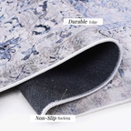 NAAR MAVAL Blue Washable Rug 5x8 Area Rug (Blue+Cream, 5' x 8')