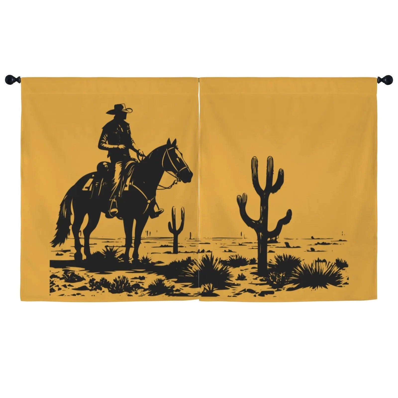 Desert Cowboy Window Curtain 52"x63" Made in America Baha Ranch Western Wear