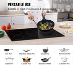 Built in Electric Stove Top, 30.3 x 20.5 inch 5 Burners, 240V Glass Radiant Cooktop with Sensor Touch Control, Timer & Child Lock Included, 9 Power Levels for Simmer Steam Slow Cook Fry