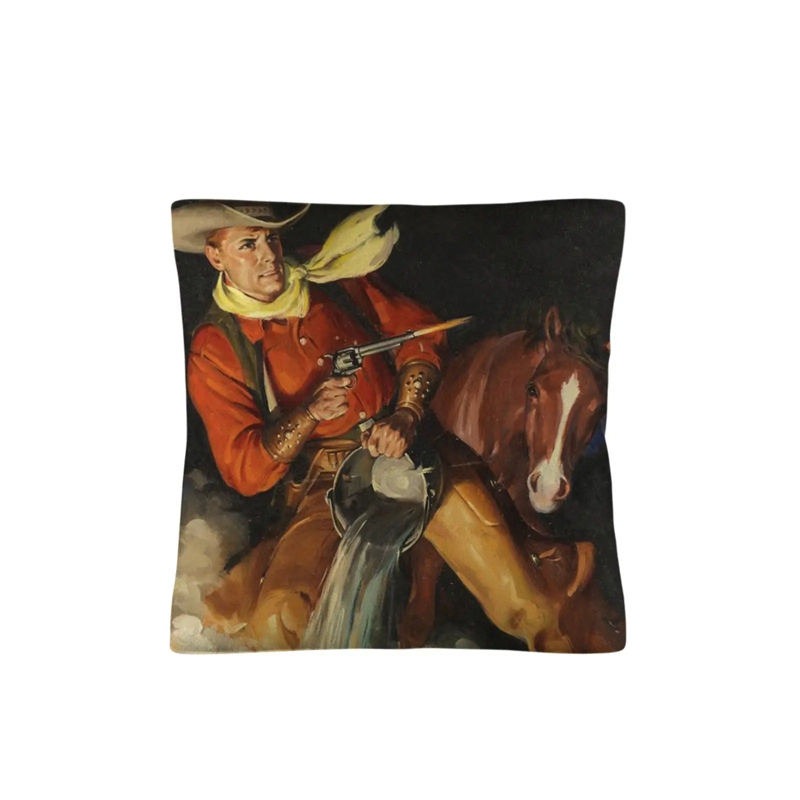 Vintage Cowboy Throw Pillow Case 18x18inch Made in America Baha Ranch Western Wear