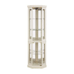Lighted Corner Curio Cabinet - Display Case for Living Room, Antique Collectibles, Wine & Bar Glass Storage - Elegant Corner Design with Lights Included- White