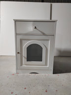 White Wooden Pet House Cat Litter Box Enclosure with Drawer and Side Table, Indoor Cat Home Nightstand for Small Cats, MDF Construction, 18.9'' W x 20.9'' D x 25'' H