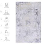 NAAR MAVAL Gold Washable Rug 5x8 Area Rug (Gray+Gold, 5' x 8')