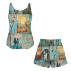 Baha Ranch Turquoise Dreams Pajama Lounge Tank Shorts Lounge Set Made in America Baha Ranch Western Wear