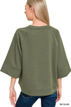 Zenana Scuba 3/4 Sleeve Pullover