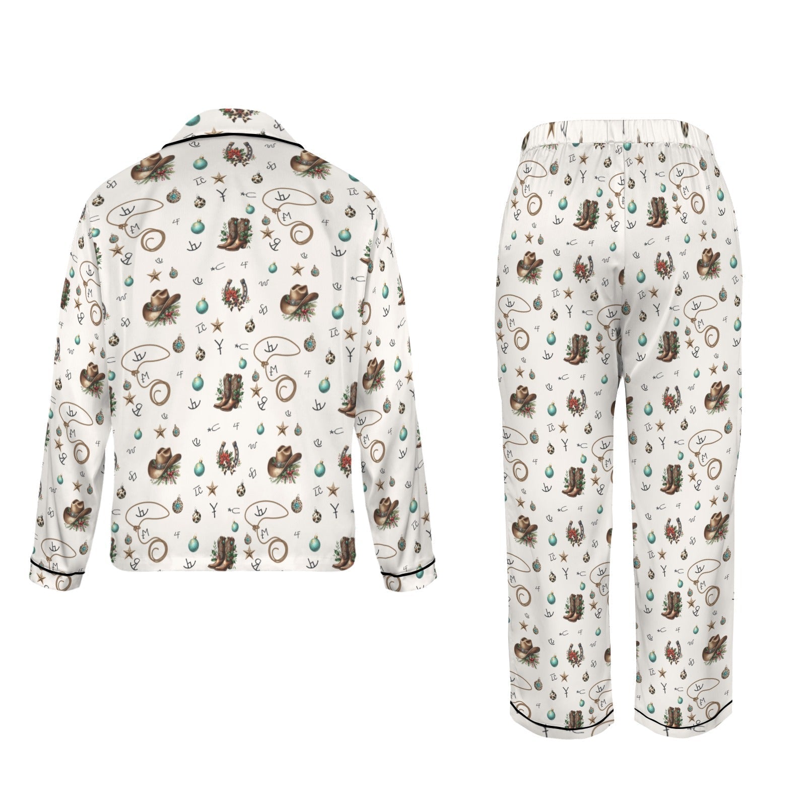 Baha Ranch Boots and Brands Western Christmas Long Satin Pajamas Baha Ranch Western Wear