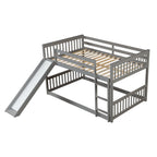 Masonstine Full over Full Bunk Bed with Slide and Ladder, Grey