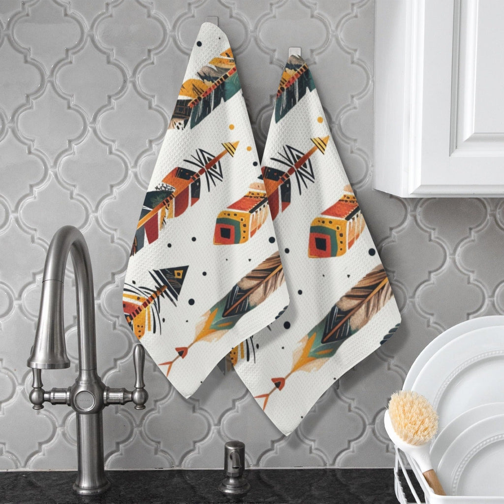 Southwestern Feathers Set of 2 Dish Towels Made in America Baha Ranch Western Wear