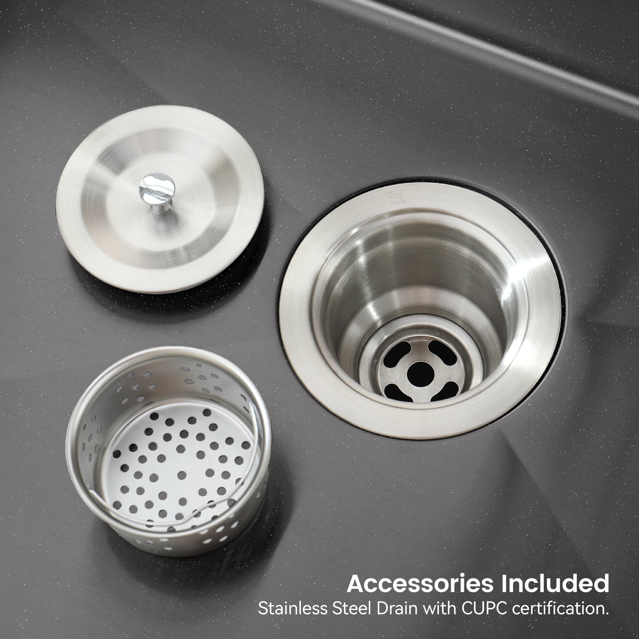 Stainless Steel Kitchen Sink, 33″x22″ Single Bowl, Overmount Handmade Sink in Black, with US Standard Drain and Hook