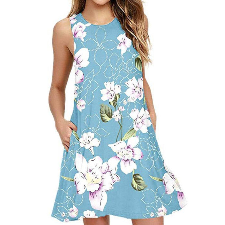 Sleeveless Relaxed Casual Back Zipper T-shirt Dress