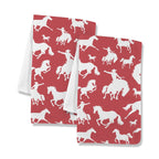 Red Rodeo Cowboy Set of 2 Dish Towels Made in America Baha Ranch Western Wear