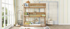 Twin Size Triple Rubber Wood Bunk Bed, with Ladders, Guardrails Detachable Bunk Bed, Twin over Twin over Twin,Natural