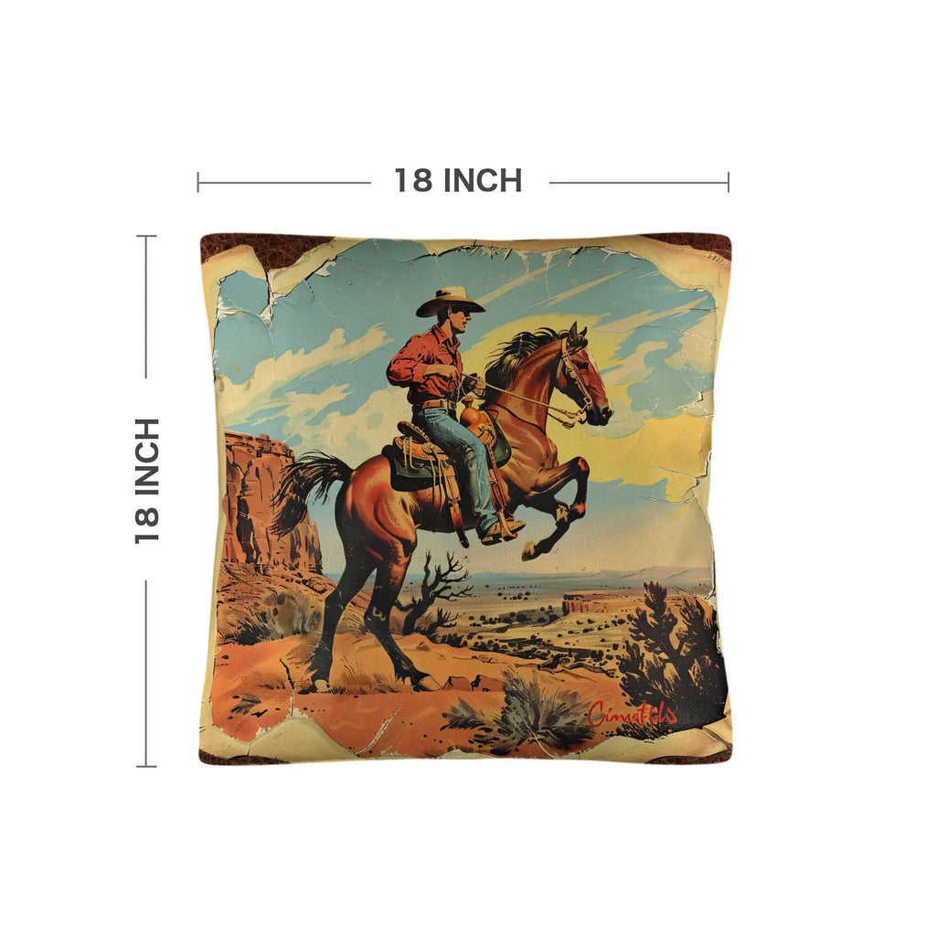 Vintage Cowboy Pillow Case Made in America Baha Ranch Western Wear