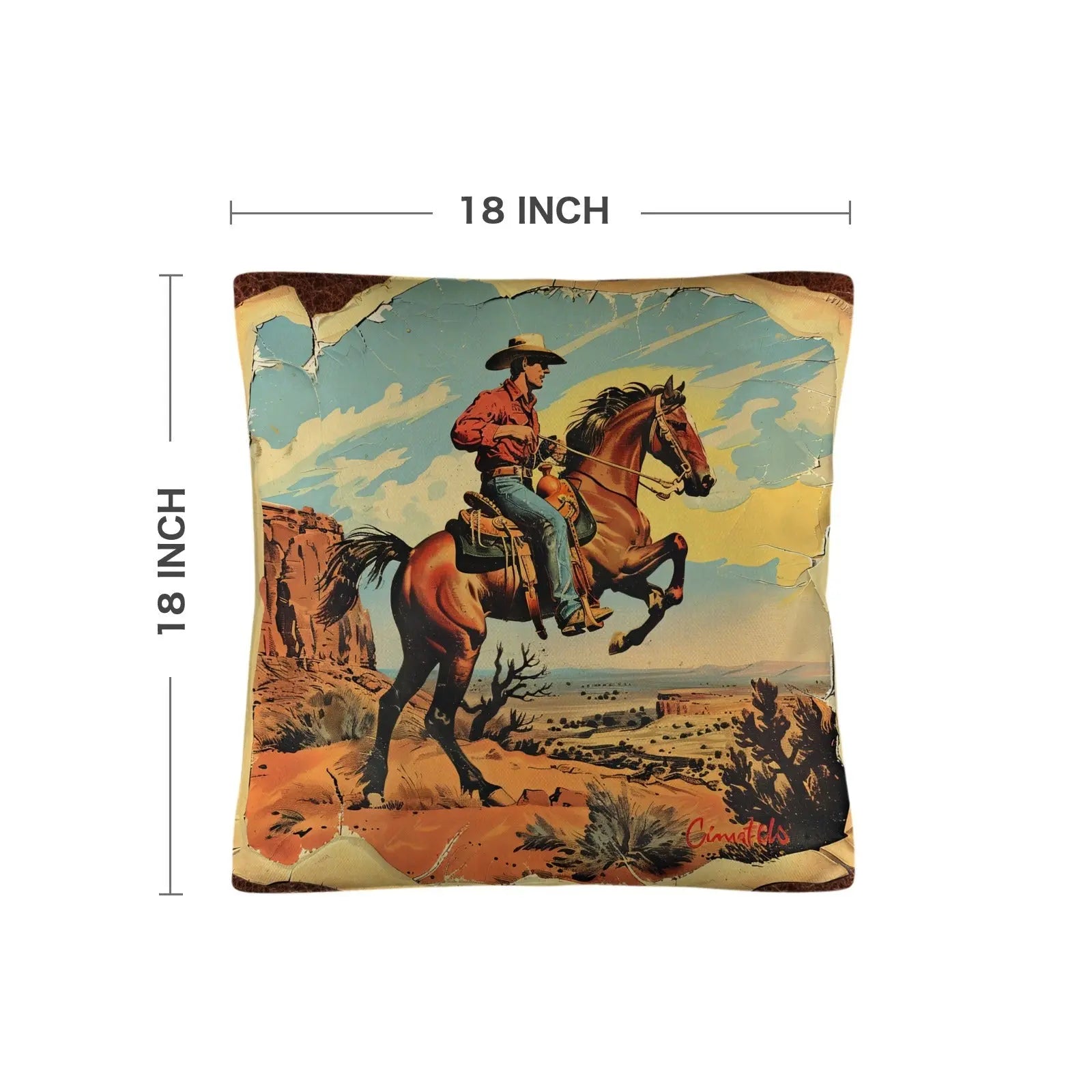 Vintage Cowboy Pillow Case Made in America Baha Ranch Western Wear