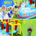 7 in1 Inflatable slide water park bouncing house outdoor Soccer garden bouncer with Splash pool  & Water gun & Climbing wall & Basketball & Football
