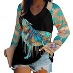 Baha Ranch Western Native Wolf Long Sleeve Tee Baha Ranch Western Wear
