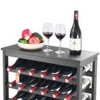 42 Bottle 7-Tier Modular Wine Rack Bamboo Wood Display Shelf with TableTop