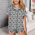 Baha Ranch Talavera Tile Mexican Print Southwest Satin Pajamas Baha Ranch Western Wear