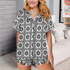 Baha Ranch Talavera Tile Mexican Print Southwest Satin Pajamas Baha Ranch Western Wear