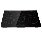 Built in Electric Stove Top, 30.3 x 20.5 inch 5 Burners, 240V Glass Radiant Cooktop with Sensor Touch Control, Timer & Child Lock Included, 9 Power Levels for Simmer Steam Slow Cook Fry
