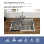 Brushed Nickel Stainless Steel 25 x 22 x 9 Inch Kitchen Sink Drop In with Single Bowl Topmount Design