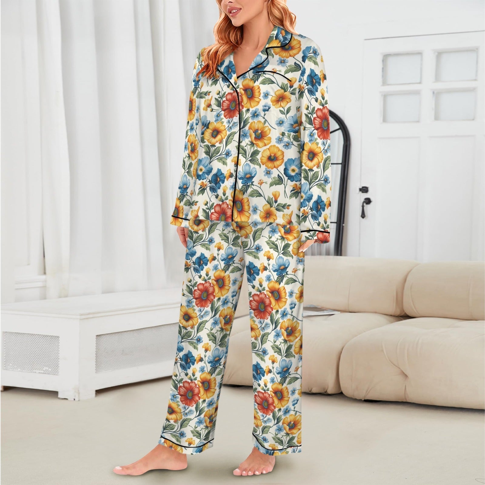 Baha Ranch Colores De Mexico Spring Florals Satin Pajamas Baha Ranch Western Wear