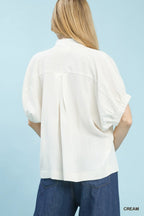 Umgee Textured V-Neck Blouse