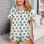 Baha Ranch Turquoise Naja White Satin Ruffle Pajama Set Baha Ranch Western Wear