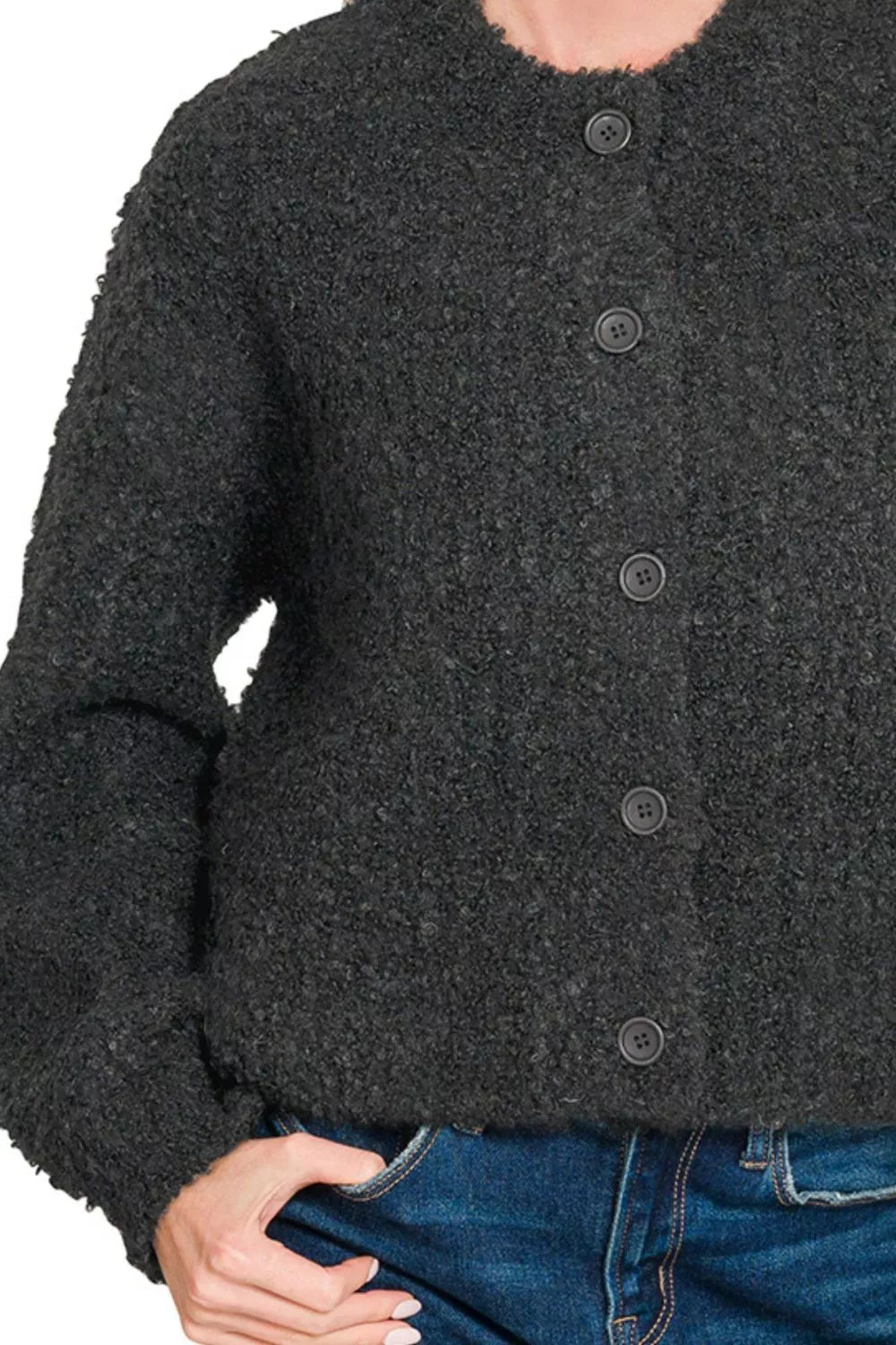 Zenana Button Down Wool Cardigan Sweater