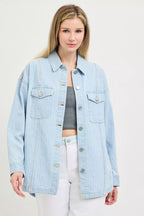 RISEN Oversized Stripe Denim Shaket