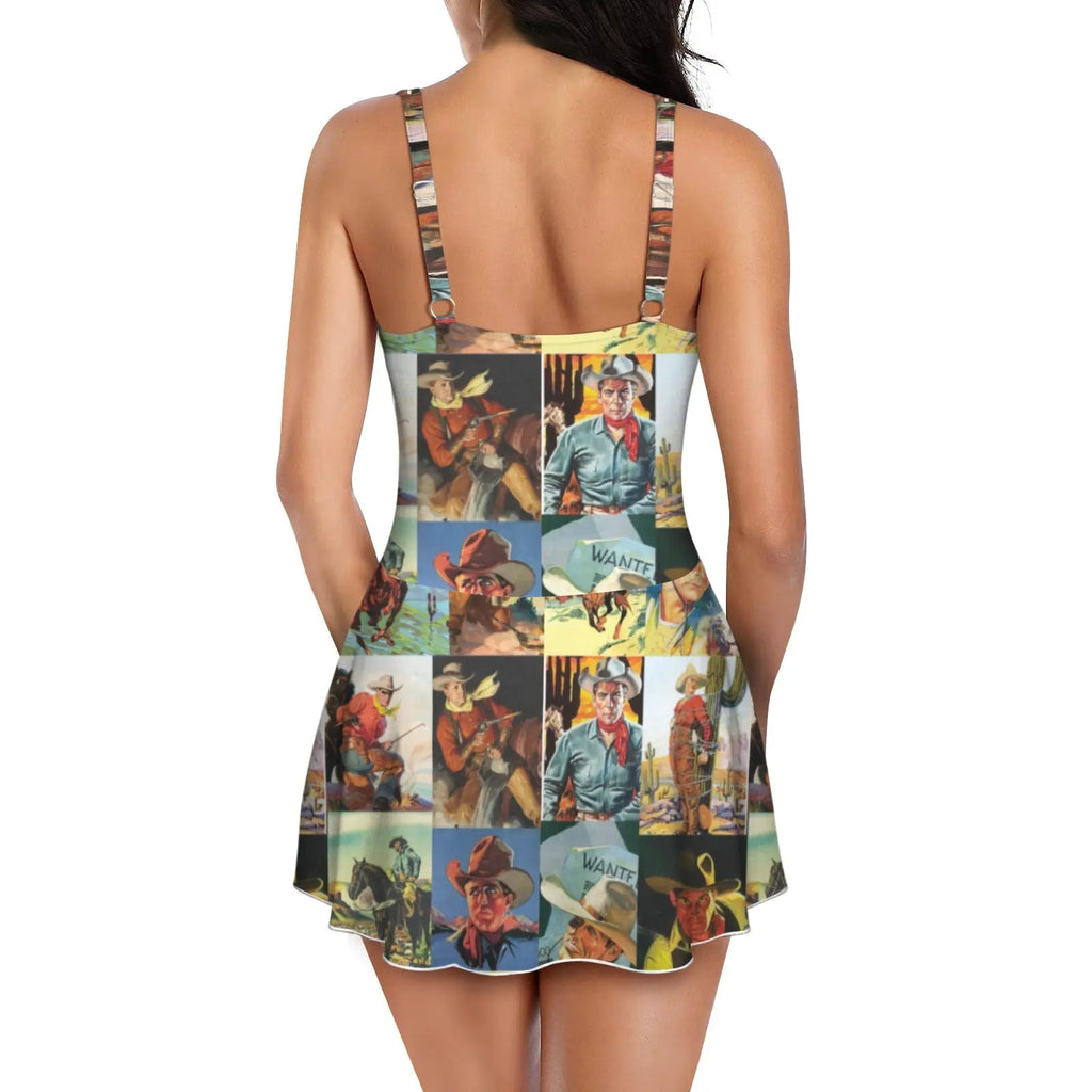 Baha Ranch Vintage Cowboy Skirted Swimsuit Baha Ranch Western Wear
