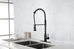 Spring kitchen faucet with pull-out sprayer, stainless steel single handle single hole kitchen sink faucet