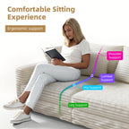 102.4 'Plush Corduroy 4-Seat Sofa,Modern Comfy Upholstered Sofa Cloud Couch,Deep Seat Couches with Soft Pillows and Movable Ottoman,Convertible Sofa Lounge Chair,for Living Room,Apartment,Office,Beige