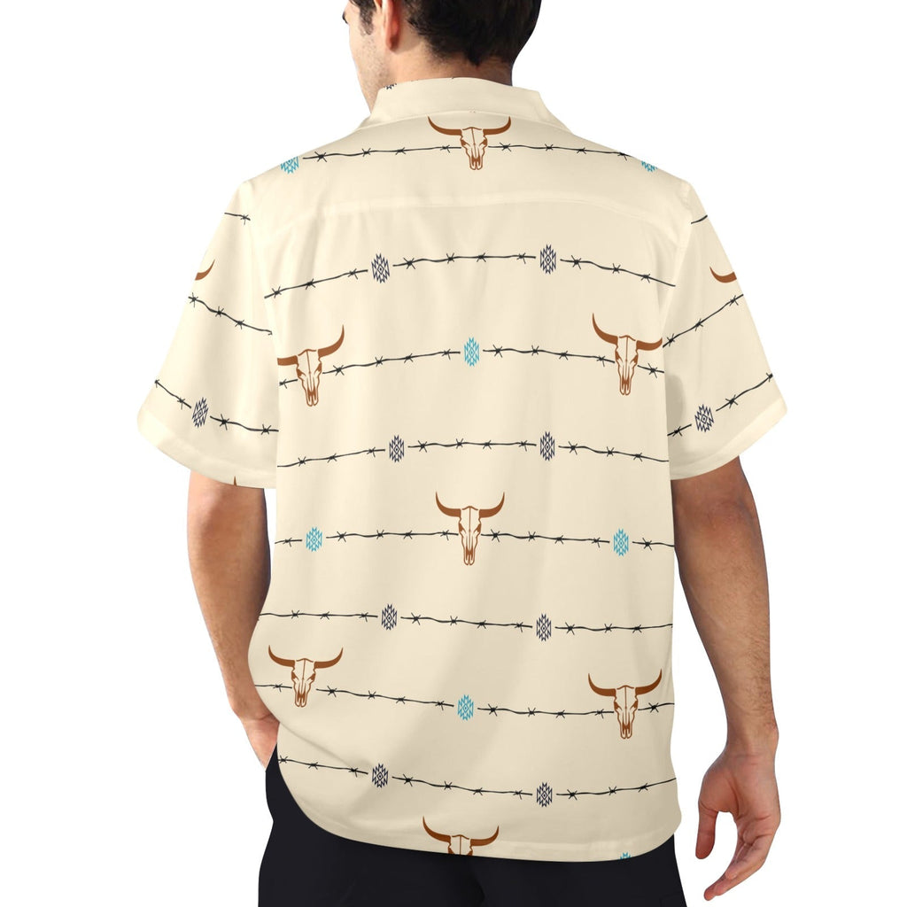 Baha Ranch Barbwire Aztec Hawaiian Shirt Made in America Baha Ranch Western Wear