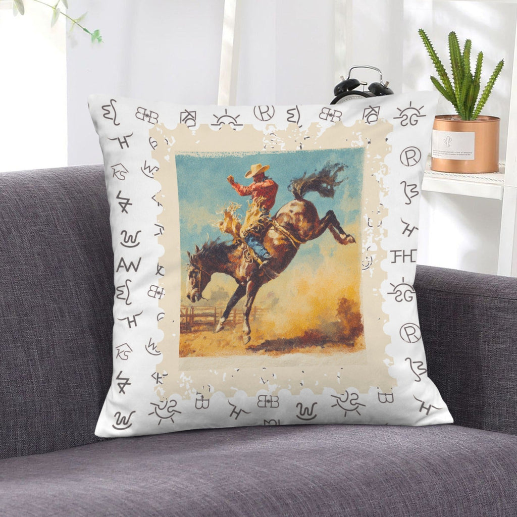 Baha Ranch Stamped Rodeo 2 Velvety Soft Pillow Case Made in America Baha Ranch Western Wear