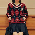 New Product Wholesale Diamond Sweater Women's V-neck Pullover