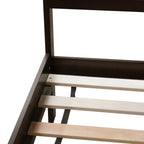 King Size Bed with Rattan Headboard, Two Storage Drawers, Rubber Wood Bed with Enhanced  Support Salts and Feet,Espresso