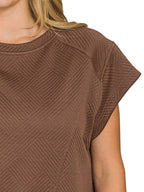 Zenana Textured Knit Jacquard Short Sleeve Top