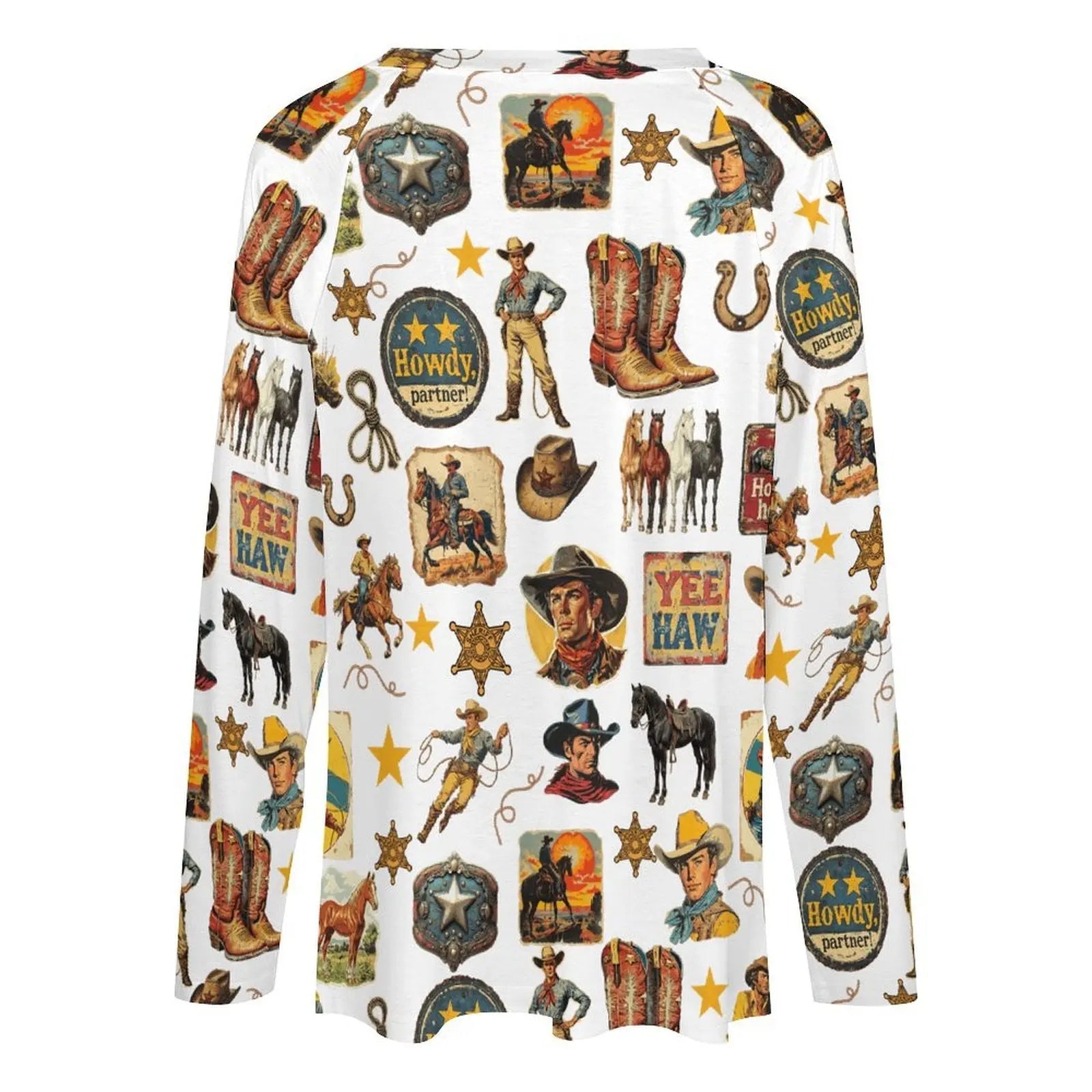 Baha Ranch Long Sleeve Vintage Cowboy Collage Top Baha Ranch Western Wear