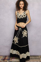 POL Embroidered Fringe V-Neck Cropped Cami