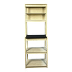 23.62' White and Black color Bakers Rack for Kitchen with Storage, Coffee Bar, 5-Tier Kitchen Shelves, Microwave Stand