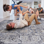 NAAR PAYAS Collection 5X7 Grey / Blue / Traditional Area Rug