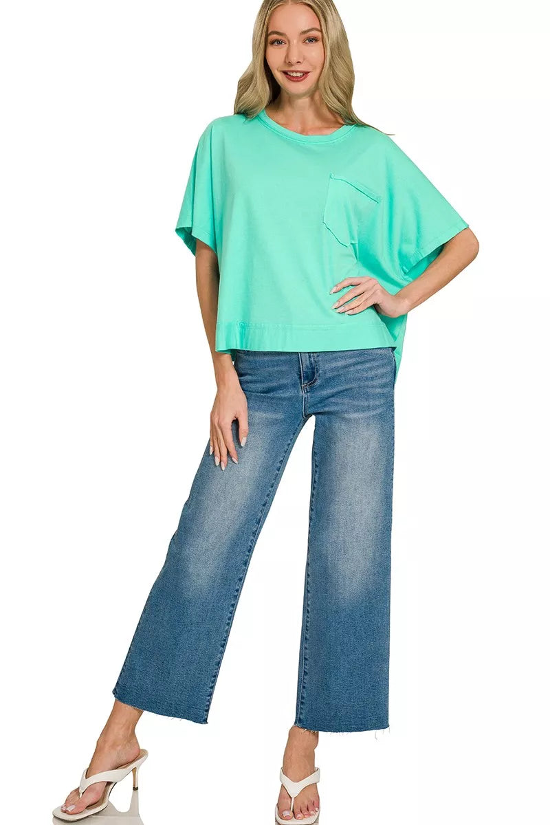 Zenana Exposed Seam Boxy Top